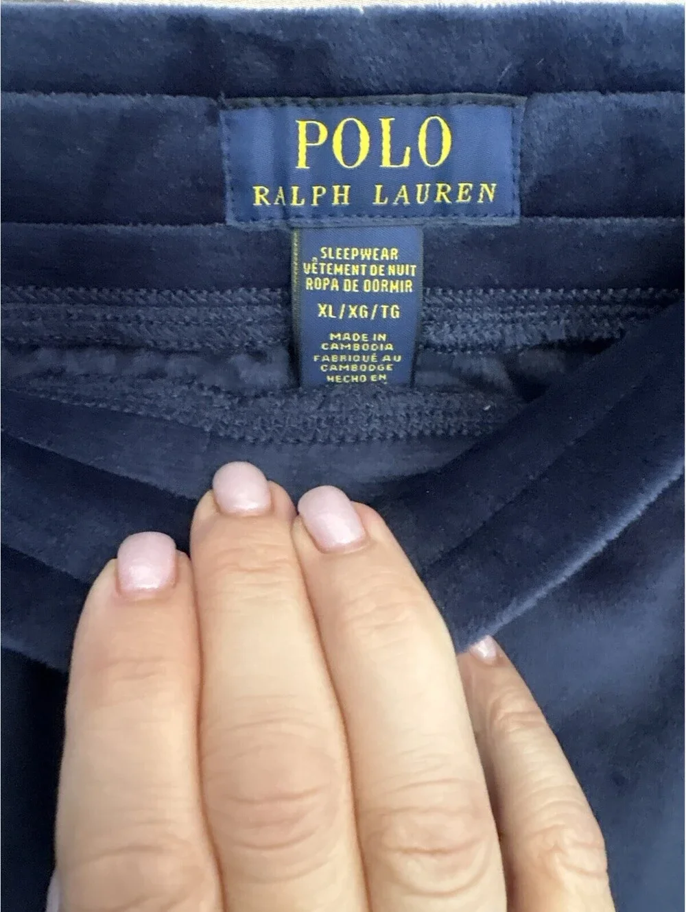 Polo Ralph Lauren Velour Hoodie Pullover Mens XL Navy Blue Sleepwear Unworn